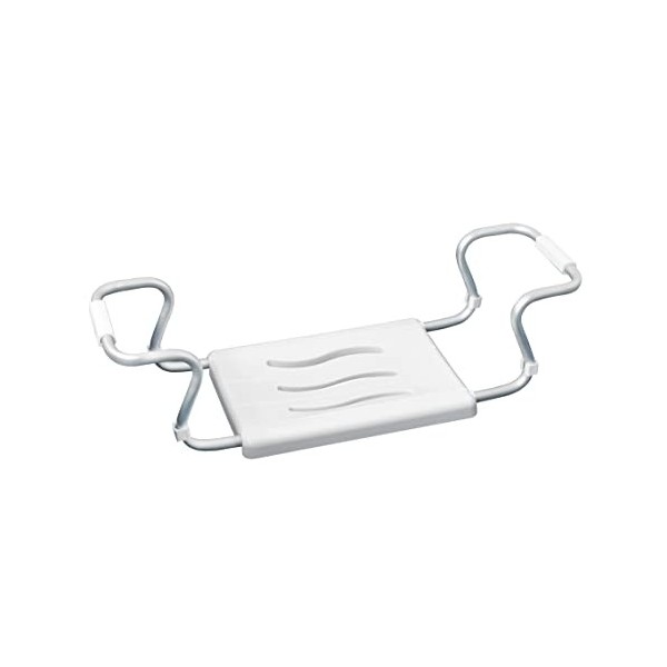 WENKO Siège de bain Secura blanc, extensible, capacité de charge de 120 kg, plastique, 55-65 x 18 x 26 cm, blanc