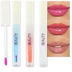 Ensemble de brillants à lèvres hydratants avec effets repulpants et changeants de couleur pour un effet 4 ml x 3 pièces Lèvre