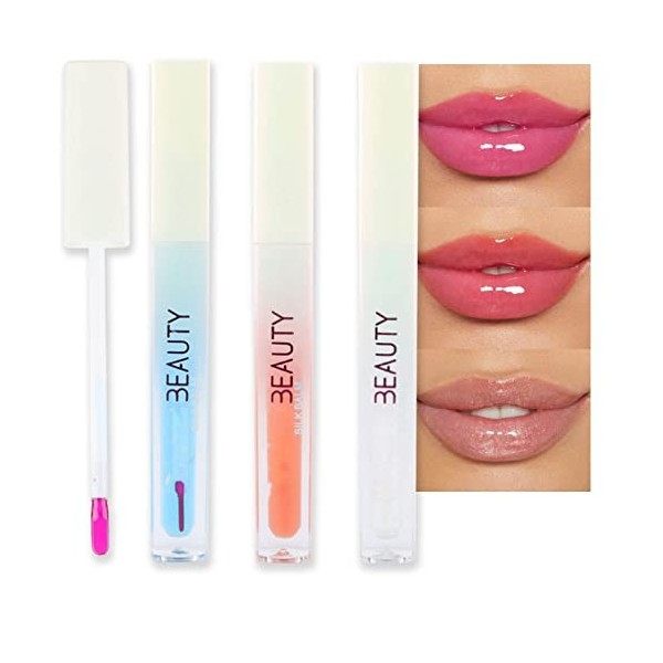 Ensemble de brillants à lèvres hydratants avec effets repulpants et changeants de couleur pour un effet 4 ml x 3 pièces Lèvre