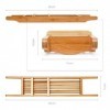 Relaxdays Pont de Baignoire Salle de Bain Rangement en bois de Bambou HxlxP : 6,5 x 69 x 14 cm bougie livre verre accessoires