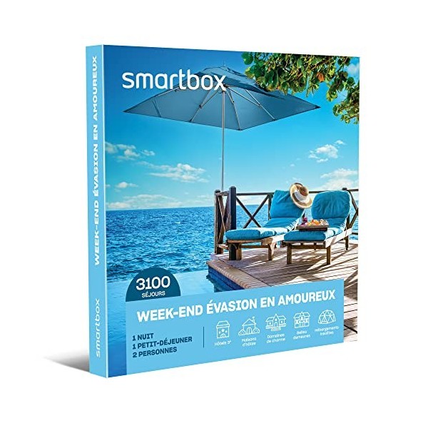 Smartbox - Coffret cadeau Week-end évasion en amoureux - Idée cadeau voyage romantique pour un couple – Une nuit pour 2 perso