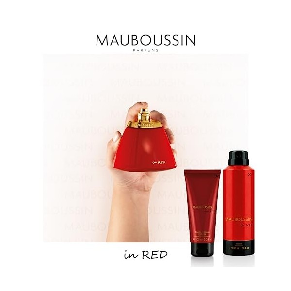 Mauboussin - Coffret Découverte 2023 In Red : Eau de Parfum 100ml, Gel Douche 100ml & Déodorant 200ml