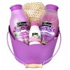 Cottage Coffret - 1 Gel douche + 1 Douche Gommage + 1 Lait Corps Hydratant + 1 éponge exfoliante - Violette & Praline Rose- F