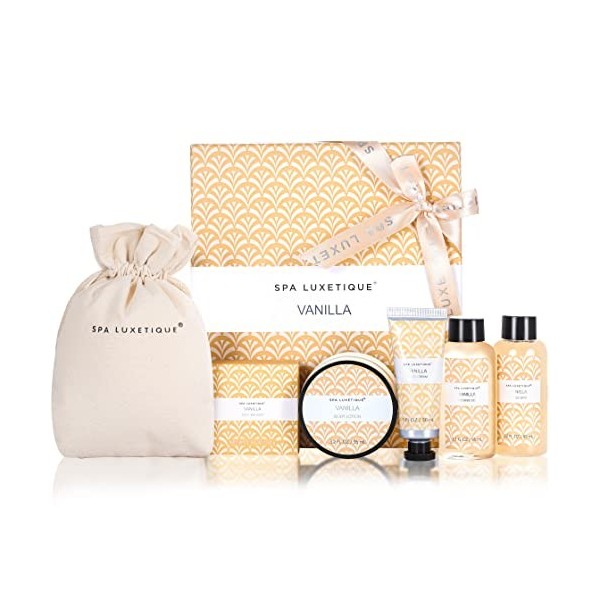 Spa Luxetique Coffret Soin Femme - 6pcs Coffrets de Bain et de Soins, Coffret Cadeau Vanille, Compris CrèMe pour les Mains, G