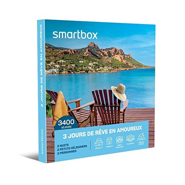 SMARTBOX - Coffret Cadeau Couple - Idée cadeau original : Séjour de 3 jours romantique, escapade à deux dans les plus beaux e