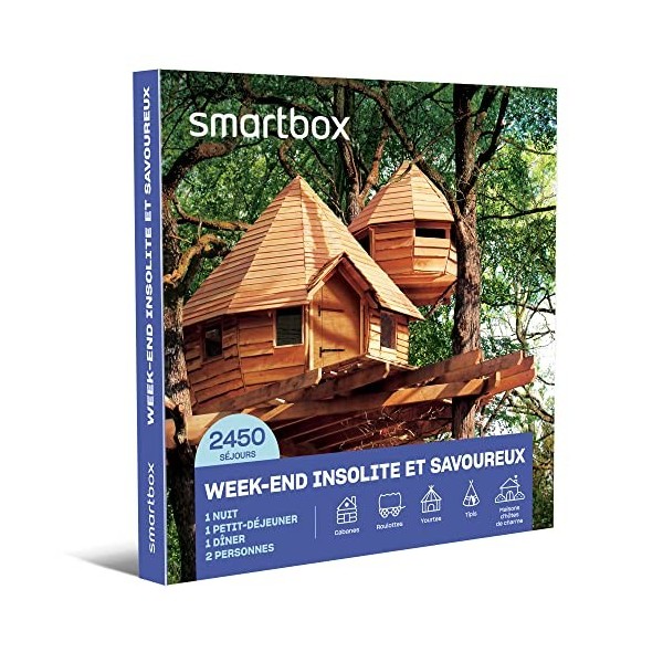 Smartbox - Coffret cadeau Week-end insolite et savoureux - Idée cadeau originale - Une nuit avec petit-déjeuner et dîner pour