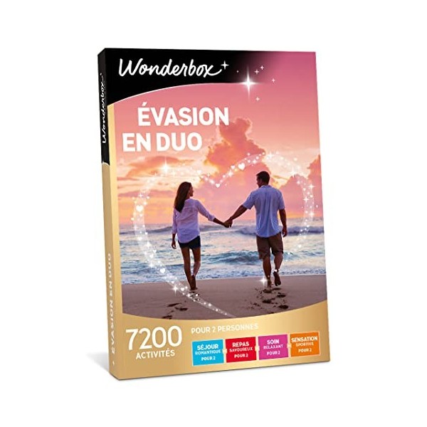 Wonderbox - Coffret cadeau - EVASION EN DUO - 6300 séjours romantiques, repas délicieux, soins relaxants ou sensations sporti