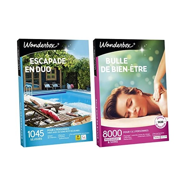 Wonderbox – Coffret cadeau duo - ESCAPADE EN DUO – 1045 séjours dune nuit en hôtels de charme, maisons dhôtes authentiques 