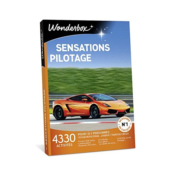 Wonderbox – Coffret Cadeau - SENSATIONS PILOTAGE - 4330 stages de pilotage en Ferrari F458, Lamborghini Gallardo, Porsche, As