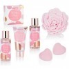 BRUBAKER Cosmetics - Coffret de bain & douche - Parfum de rose - 7 Pièces - Boîte vintage décorative - Or rose - Idée cadeau 