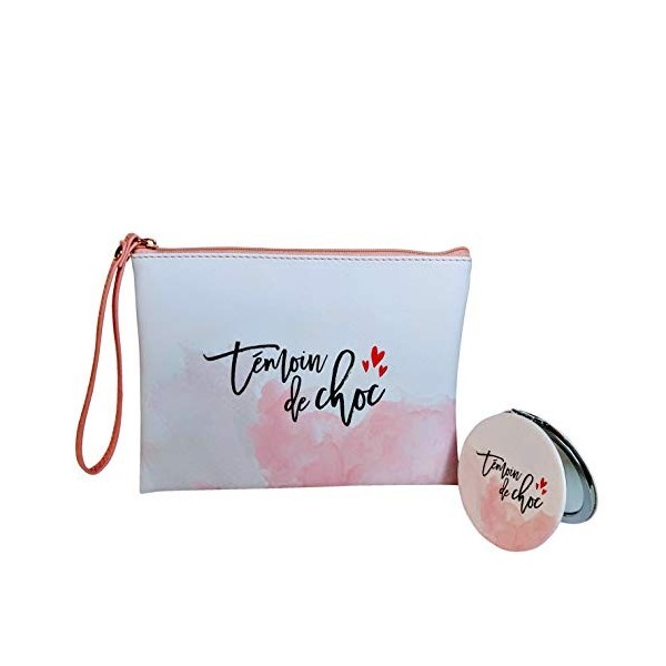 TE Whaka Pochette + Miroir Témoin de Choc | Cadeau EVJF - Demande témoin - Cadeau témoin Mariage - Accessoire Mariage | Team 