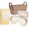 BRUBAKER Cosmetics - Coffret de bain & douche - Vanille/Rose/Menthe - 9 Pièces - Panier vintage décoratif - Idée cadeau