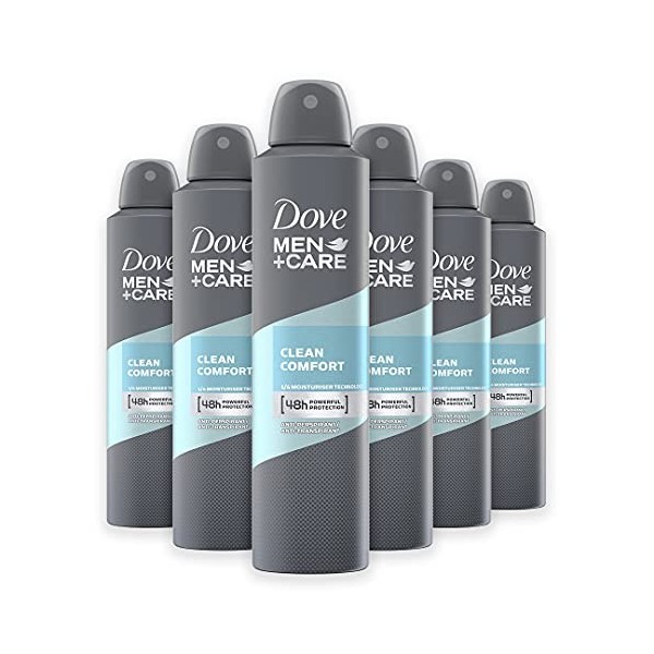 Dove Men+Care Antiperspirant Aerosol Clean Comfort - 250 ml Pack of 6 by Dove