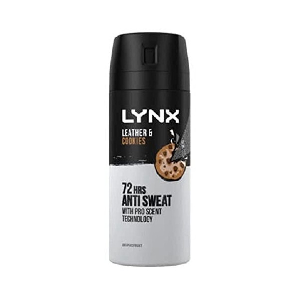 Lynx Leather & Cookies Déodorant anti-transpirant en spray 72h pour homme Technologie Pro Scent 150 ml