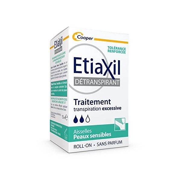 ETIAXIL - Détranspirant - Traitement Transpiration Excessive - Aisselles - Peaux Sensibles - 15 ml
