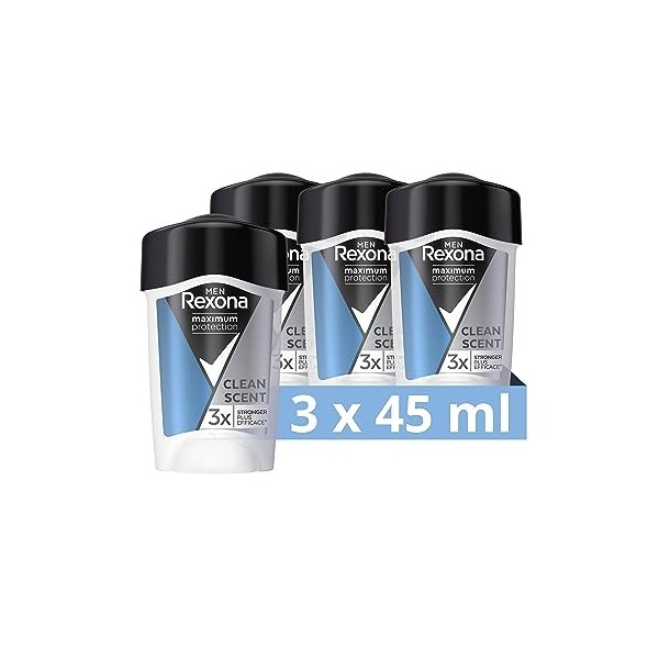 Rexona Men Déodorant Stick Anti-Transpirant Clean Scent 96H 45ml - Pack de 3