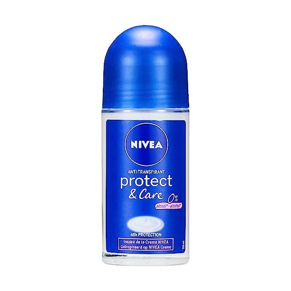 NIVEA Déodorant Bille Protect & care 1 x 50 ml protection efficace 48H, déo inspiré de la crème, soin femme sans alcool