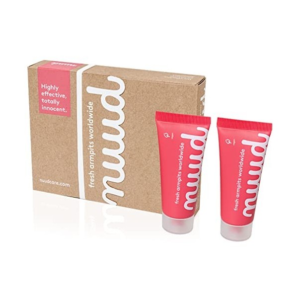 Nuud - Crème déodorante - Le Smarter Pack - 2 tubes - 40 millilitres - Naturel pour Femme et Homme - 19 à 20 semaines dappli