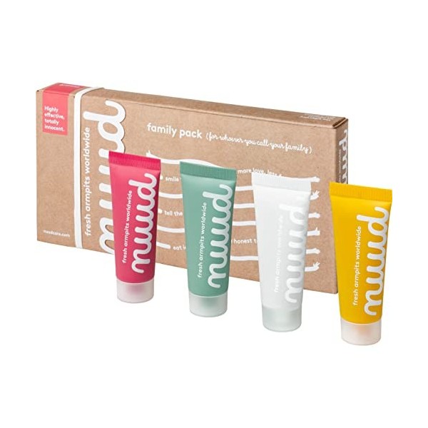 Nuud - Crème déodorante - Le Smarter Pack - 2 tubes - 40 millilitres - Naturel pour Femme et Homme - 19 à 20 semaines dappli