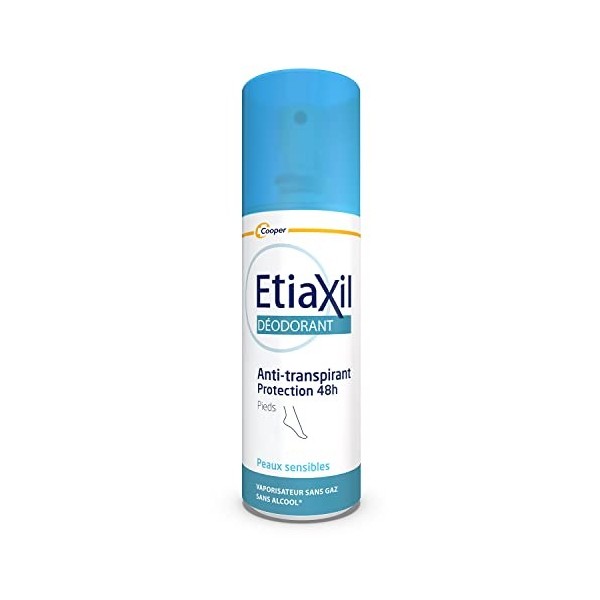 ETIAXIL - Anti-transpirant - Transpiration Modérée - Protection 48h - Pieds - Adapté aux peaux sensibles - Spray - Fabriqué e