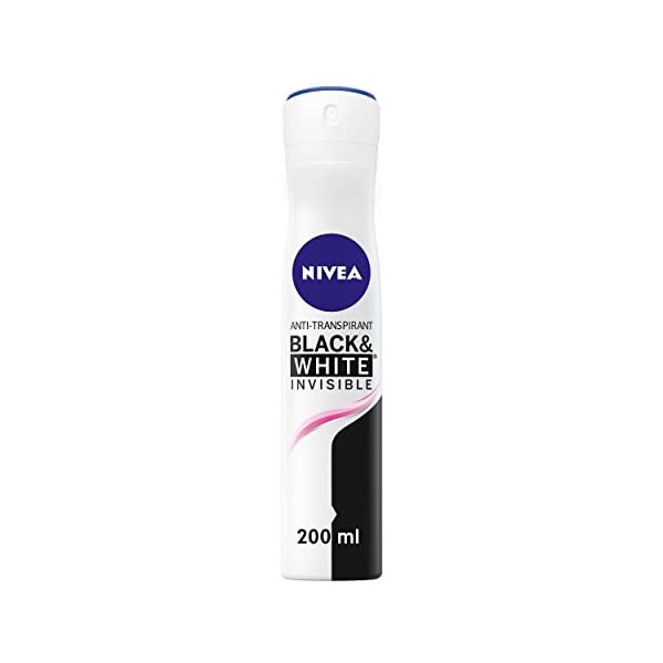 NIVEA Déodorant Atomiseur Black & White Original 1 x 200 ml , déodorant Spray frais, florale femme anti-traces blanches et j