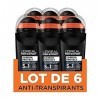 LOréal Paris Men Expert - Carbon Protect Ice Fresh - Déodorant Bille Spray Homme Anti-Traces - 50 ml - Lot de 6