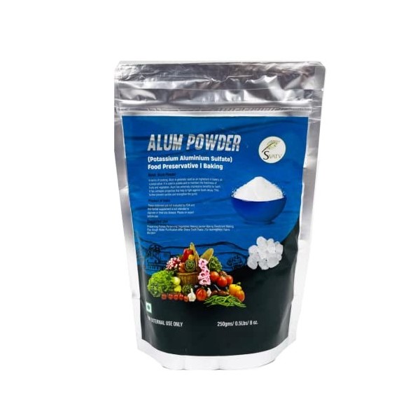 Poudre dalun Svatv 250 grammes 8,8 oz | Poudre dalun de potassium granulée | Purifié par le processus Shodhan | Alumbre e