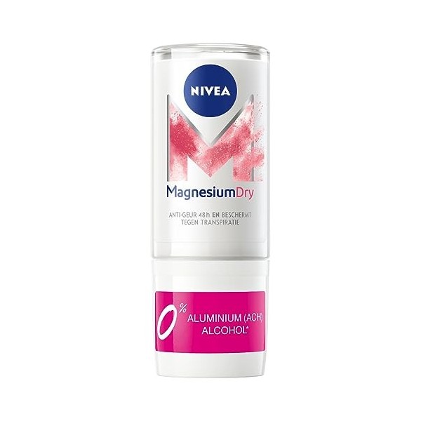 NIVEA MAGNESIUM DRY Déodorant Bille Dry Care 1 x 50 ml , déodorant femme fraîcheur longue durée, roll-on sans sels d’alumini