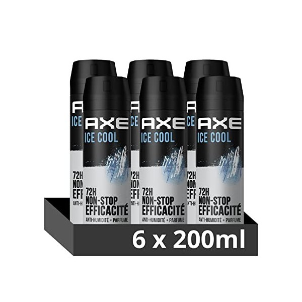 AXE Déodorant Homme Spray Anti-Transpirant Ice Cool, 72h anti-humidité, Parfum menthe glaciale et citron Lot de 6x200ml 