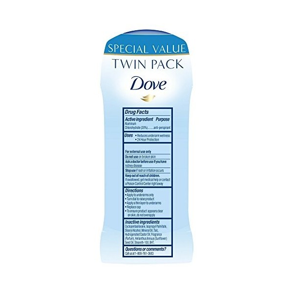 Dove - Invisible Déodorant solide, propre Original - 2,6 oz - 4 pk par