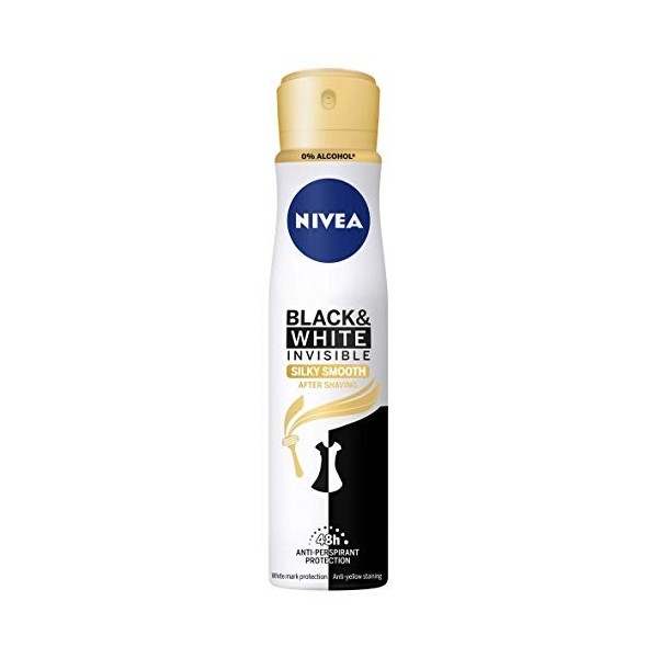 NIVEA Déodorant Anti-transpirant Noir & Blanc Soyeux Spray Smooth Smooth 250 ml, 48 heures Déodorant Anti-tâche pour Femme av