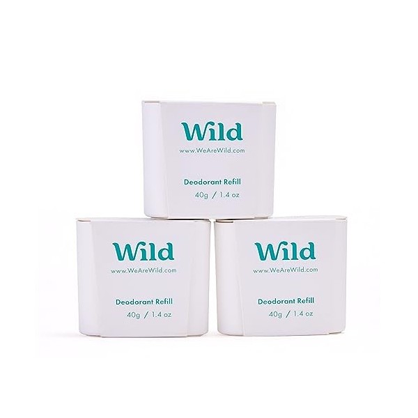 Wild - Déodorant Naturel Rechargeable - Trio de recharges Jasmine & Mandarin - Sans Aluminium - Végan & Ecologique - Protecti...