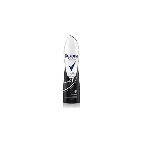 Rexona Déodorant Anti-Respirant Invisible en Vêtements Blanc et Noir - Pack de 6 x 200 ml Total : 1200 ml 