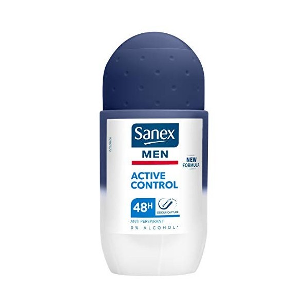 Sanex Men Active Control Lot de 6 déodorants anti-transpirants à bille Blanc 50 ml