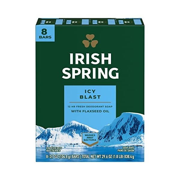 Irish Spring ICY Blast Cool Refreshment Deodorant Soap 8 x 120 ML