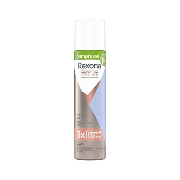 Rexona Déodorant Femme Compressé Clean Scent, Anti-transpirant Maximum Protection, Efficace contre la transpiration excessive