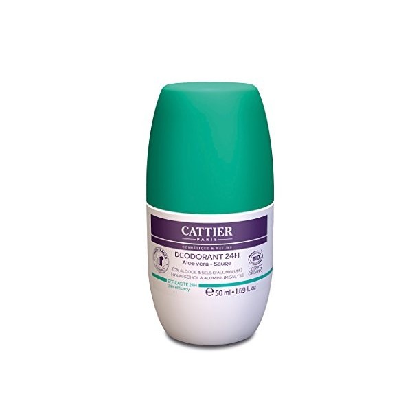 Cattier Déodorant - Roll-on 24h - Aloe Vera et Sauge - 50 ml