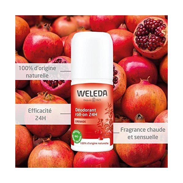 WELEDA - Déodorant Roll-On à la Grenade - Sans Sels dAluminium - Efficacité 24 h - Flacon à Bille 50 ml