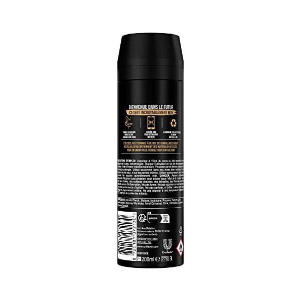 AXE Déodorant Homme Spray Dark Temptation, 48h non-stop frais, Parfum chocolat Lot de 6x200ml 