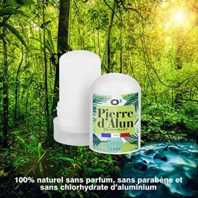 O³ Déodorant Pierre d’Alun Naturelle | Pierre d’Alun Stick 120G | 100% NATURELLE |idéal après rasage |sans parabène ni chlorh