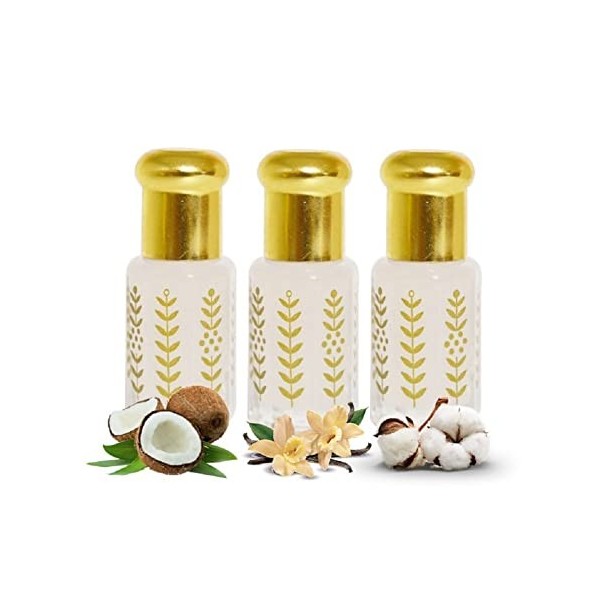 al badil Musc tahara parfumé TOP meilleur vente - 3ml - Musc Blanc -coco - vanille - monoï Lots de 3