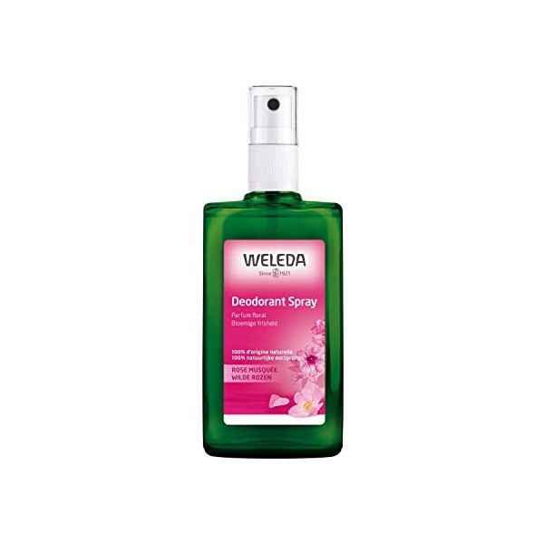 WELEDA - Déodorant à la Rose Musquée - Sans Sels dAluminium - Efficacité Renforcée - Vaporisateur Verre 100 ml