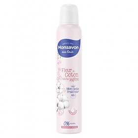 Monsavon Déodorant Femme Spray Anti Transpirant, Lait et Coton, 200ml