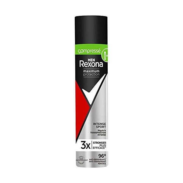 Rexona Déodorant Homme Compressé Sport Intense, Anti-Transpirant Maximum Protection, Efficace contre la transpiration Excessi