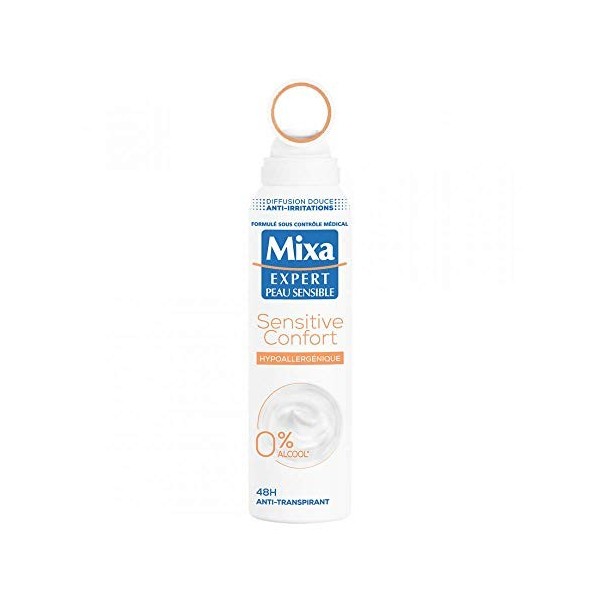 Mixa - Déodorant Femme Atomiseur Anti-Transpirant 48h Sensitive Confort Hypoallergénique - 150 ml