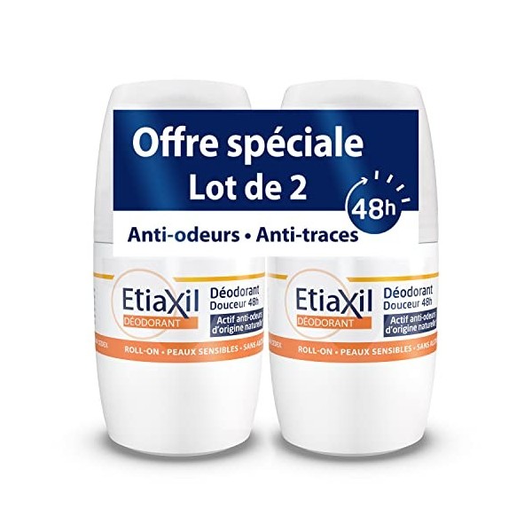 ETIAXIL - Déodorant - Transpiration Faible - Aisselles - 48h - Roll On - Fabriqué en France - 50 ml - Lot de 2