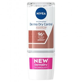 NIVEA Derma Control 96 H Déodorant bille 1 x 50 ml , Déodorant femme contre la transpiration excessive et les odeurs, Roll-o