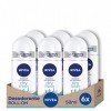 NIVEA Dry Comfort Fresh Roll-on Pack de 6 6 x 50 ml , déodorant anti-transpirant avec protection 72 h, déodorant roll-on de 