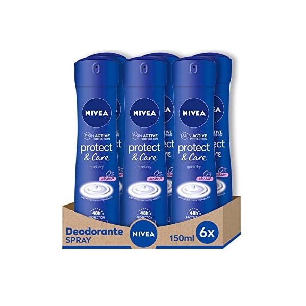 Nivea Protect & care Déodorant Spray, 6 boîtes de 150 ml