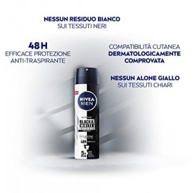 Nivea MEN Black & White Invisible Original Déodorant Homme Spray en Paquet de 6 x 150 ml Anti-halos, Anti-Respirant Fraîcheur